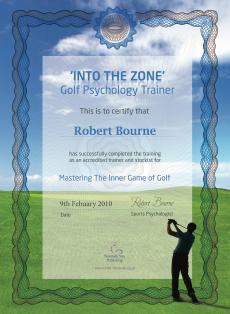 Robert Bourne Into the Zone Golf Psychology Trainer